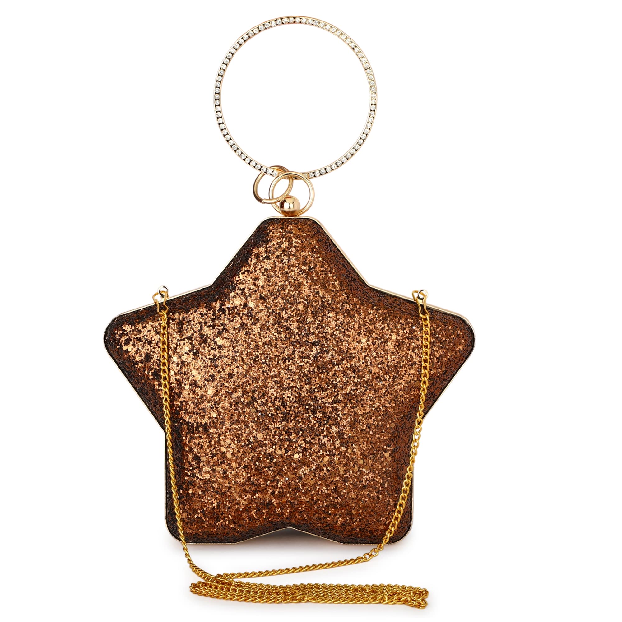 toobacraft TOOBA Handicraft Women’s Star Shaped Clutch – Evening Crossbody Shoulder Bag with Chain Strap & Ring Handle – Party Purse for Wedding, Cocktail & Night Out-picture-36