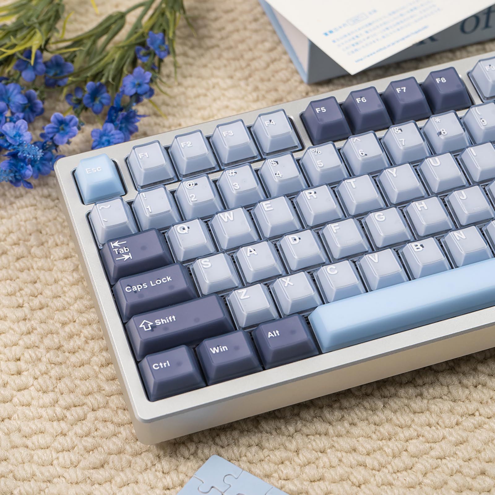 Sumgsn 164 Keys Dark Blue Translucent Keycaps PBT Doubleshot Cherry Profile Jelly Keycaps Set Fit for 61/64/87/104/108 Cherry Mx Switches Mechanical