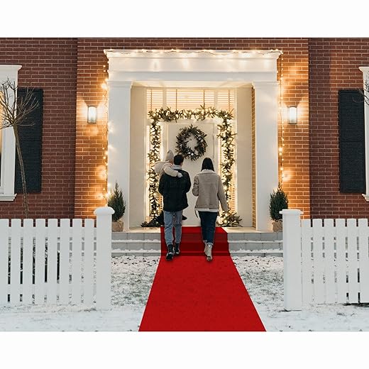 Red Carpet Runner for Party, 2.6X15 ft, 130 GSM Felt Non-Woven Fabric, Hollywood Red Carpet for Event, Aisle Runner for Wedding Ceremony, Movie Theme Party Decorations, Red Runway Rug for Prom