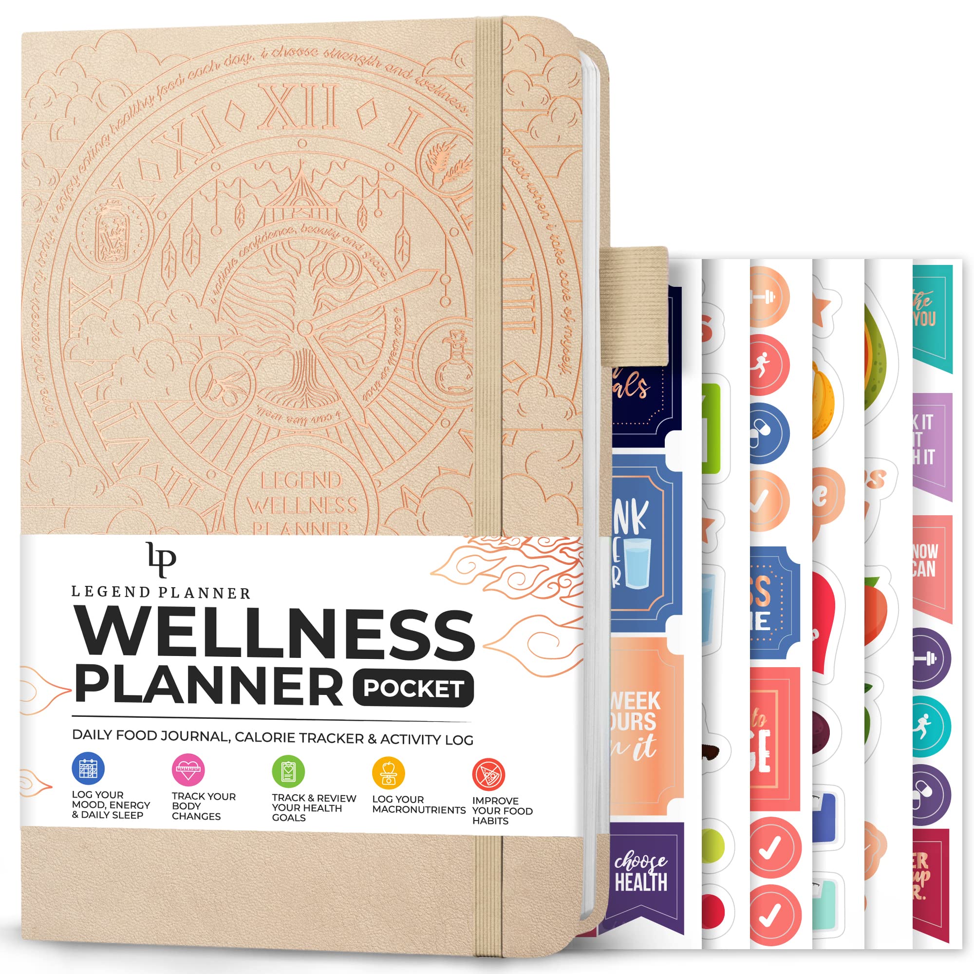 Legend Wellness Planner & Food Journal Pocket – Daily Health Journal with Exercise & Weight Loss Tracker – Nutrition Diary, 6 Months (Seashell) — image 1