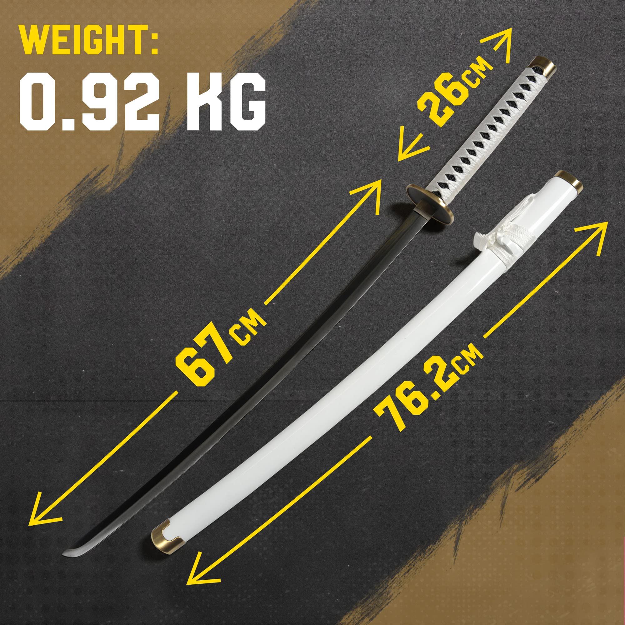 One Piece Katana Replik Scheide – Stahlversion | Stahlklinge, Metall-Tsuba, Holzgriff | Sammlerstück & Wanddeko für One Piece Fans & Anime-Sammler