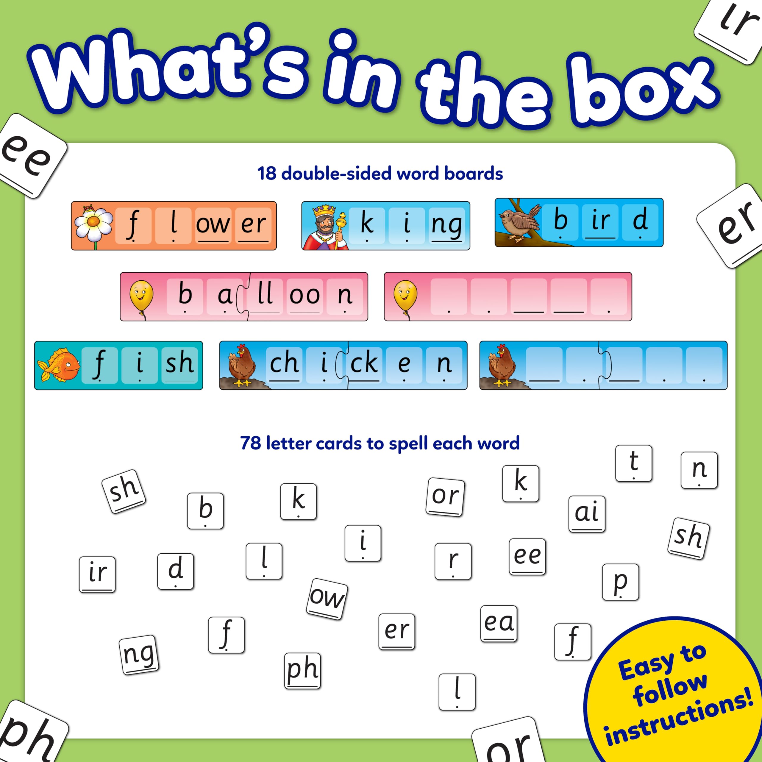 Orchard Toys Match and Spell Next Steps Educational Spelling Game Age 5+ Phonics Word Building