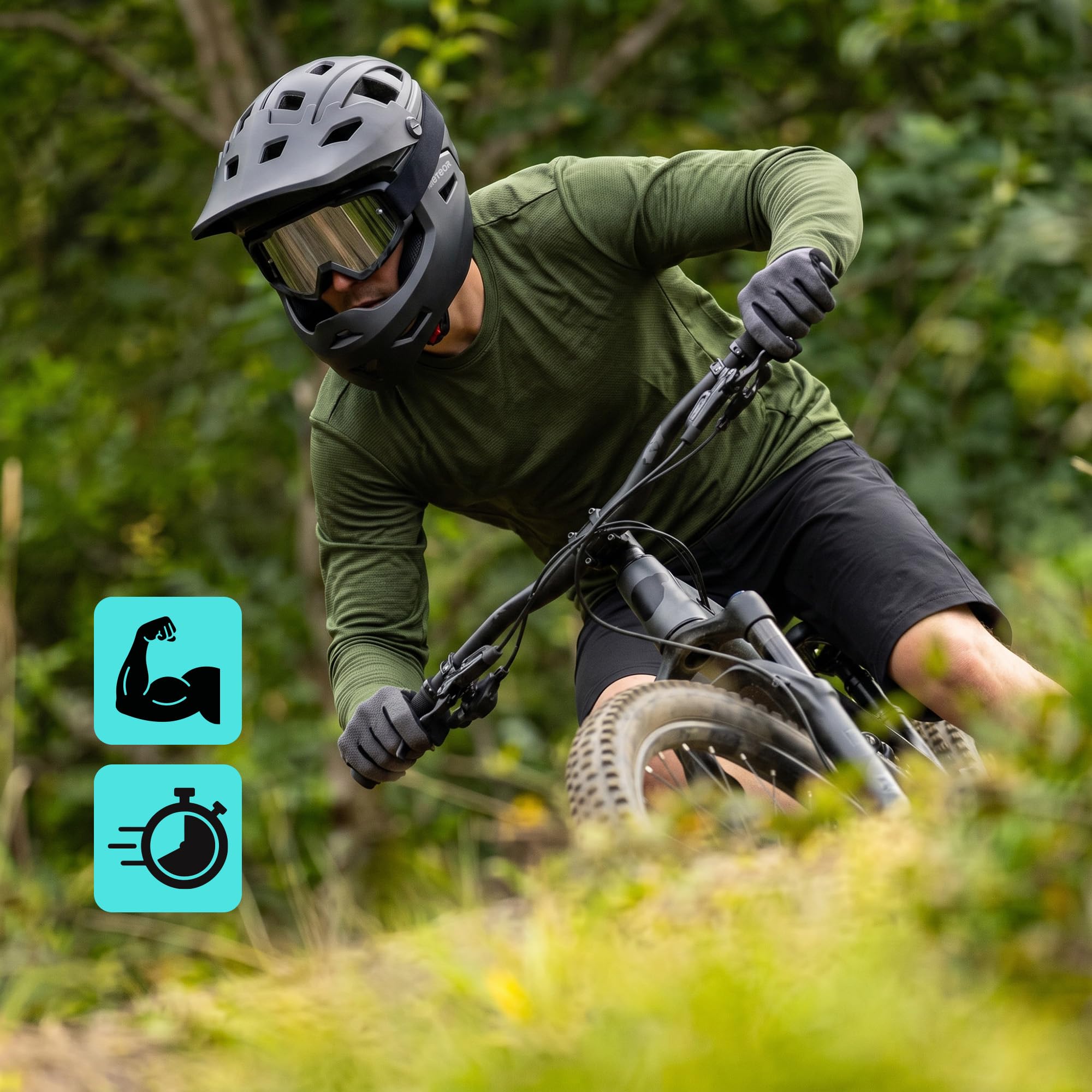 meteor Fullface Fahrradhelm MTB Kinder Erwachsene Integralhelm schwarz
