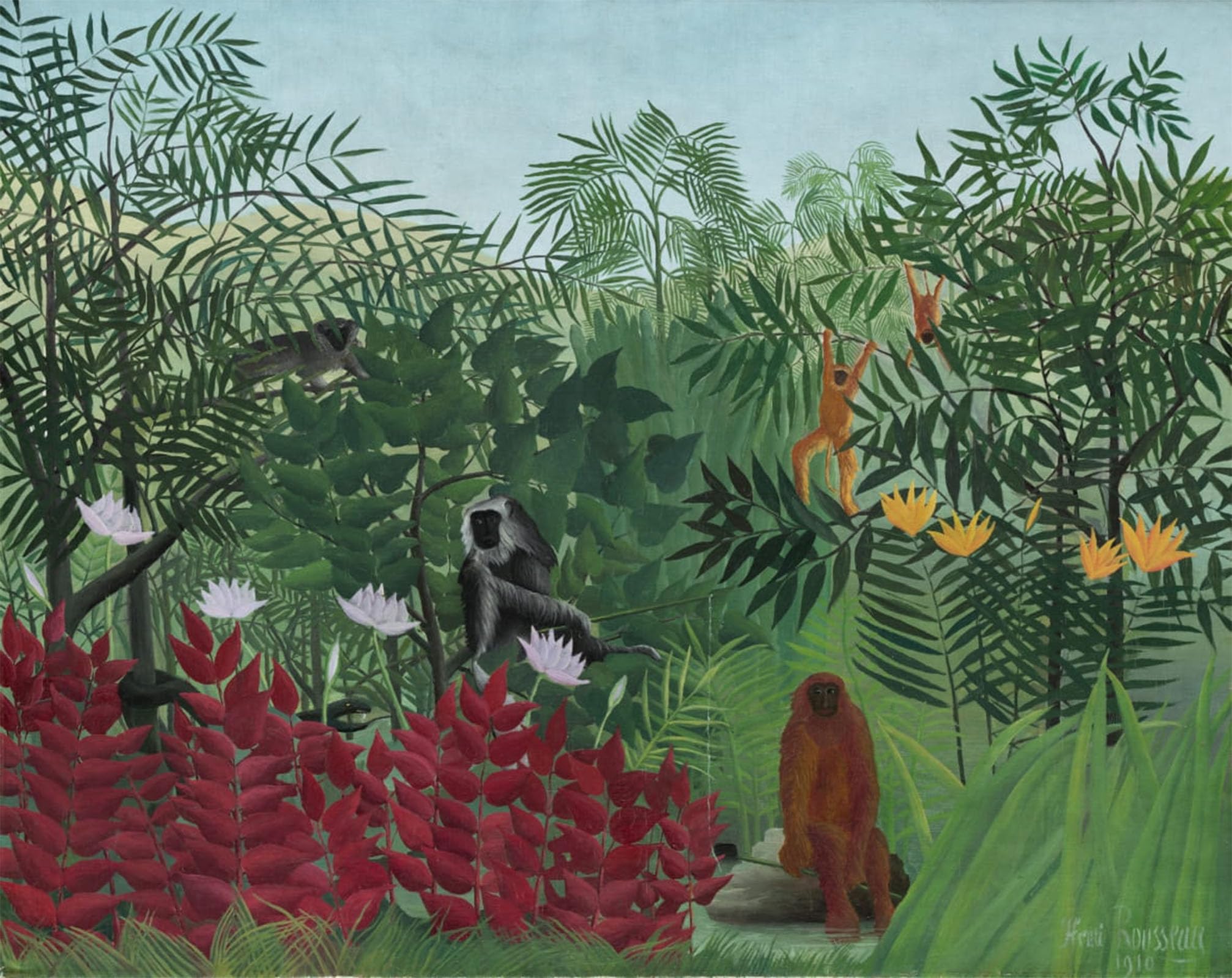 SERENDIPITP Aesthetic Poster Photo Wall Print Retro Picture Tropical Forest with Monkeys by Henri Rousseau Modern Wall Artwork for Home Decor 60x90cm