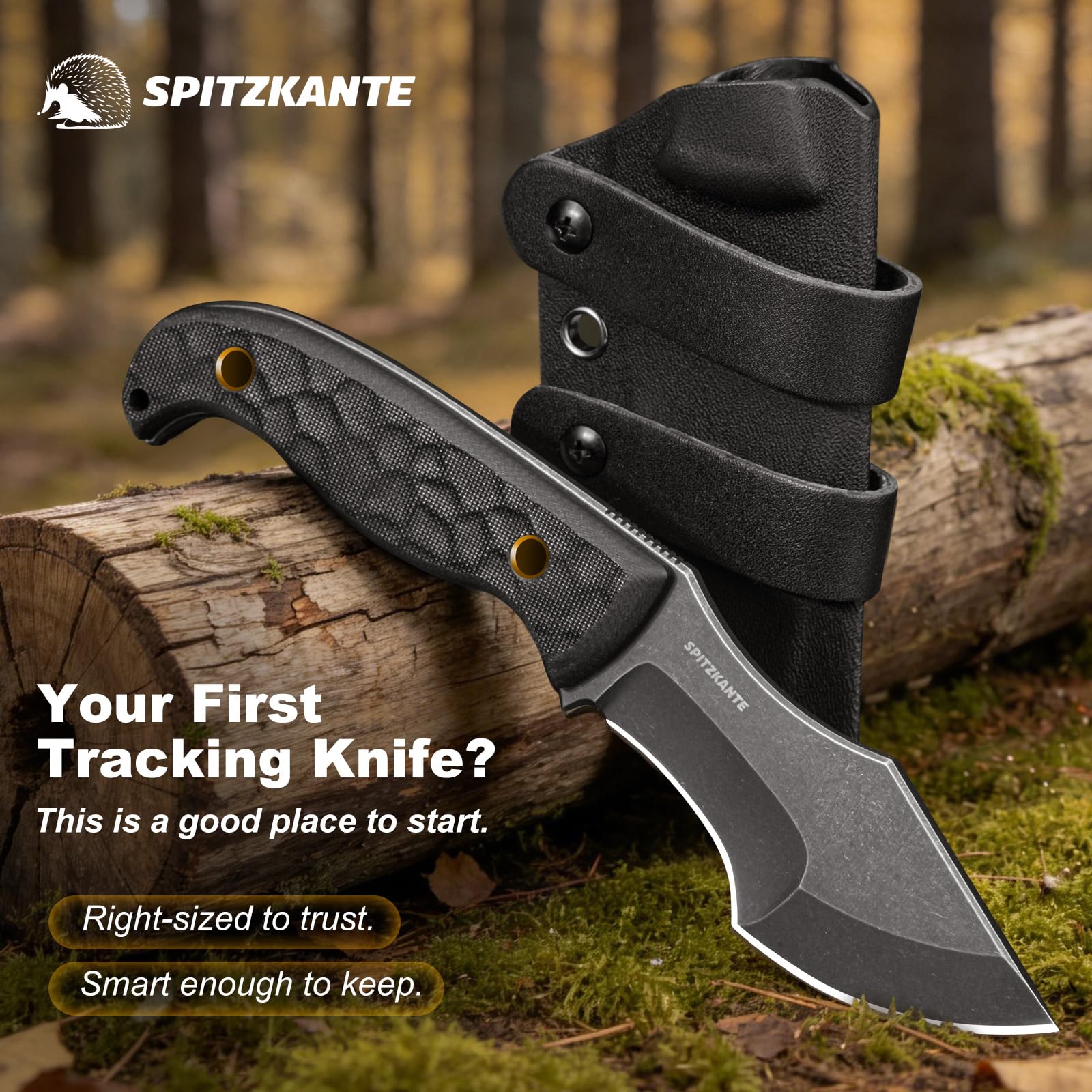 Coltello da Tracker Outdoor, Lama in 5Cr14MoV, Manico in G10, Lunghezza Totale 18.8 cm, con Fodero