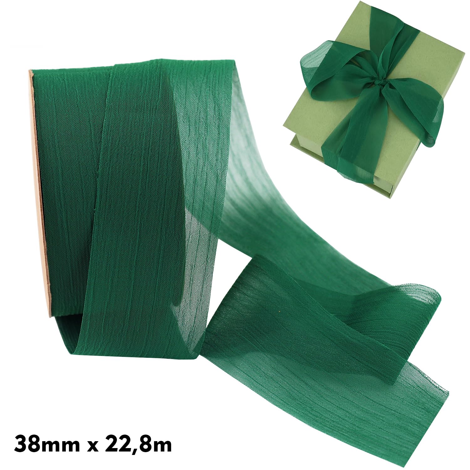 Geschenklint Breed Stof Labro Groen 20cm x 30meter Krabbendam