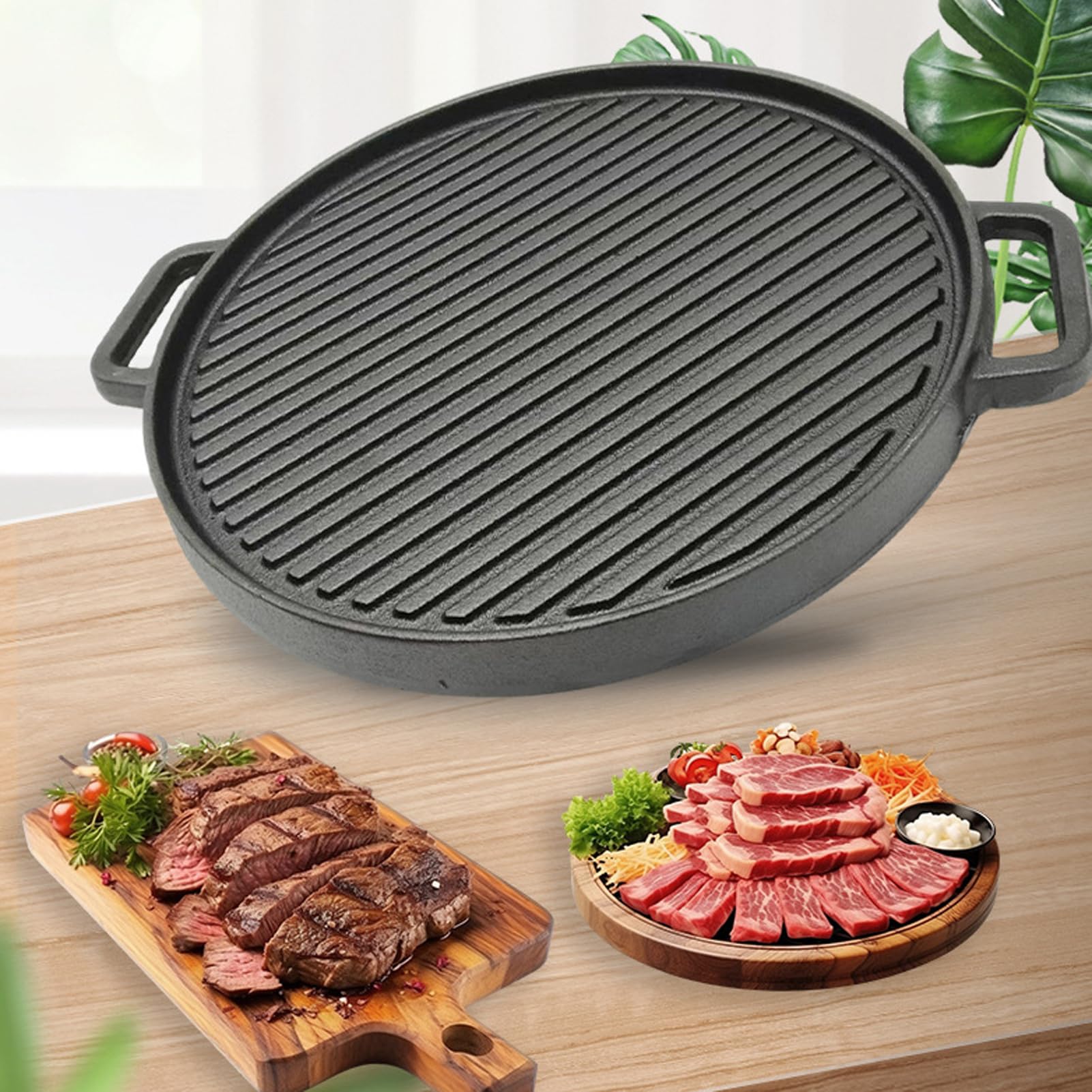 Patelnia grillowa żeliwna, 30 cm, dwustronna nieprzywierająca patelnia do tortilli, pieczenia, grillowania i biwakowania, nadaje się do piekarnika, idealna do gotowania wewnątrz i na zewnątrz