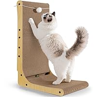 Gimars Tiragraffi per Gatti a Forma di L 68cm, Tavola per Graffi con Peluche e Palline di Erba Gatta