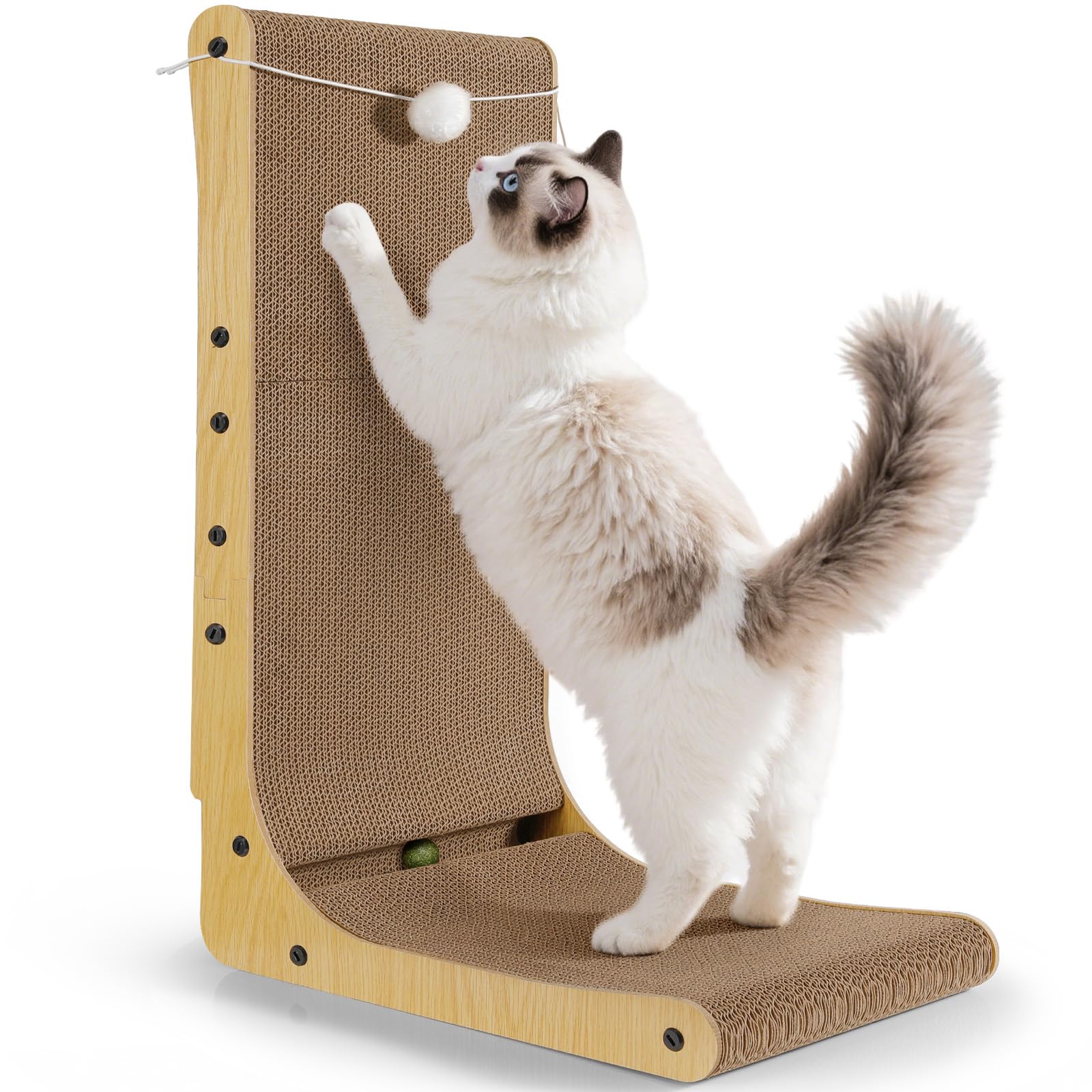 Tiragraffi A L PETKARAY – 68 Cm, In Sisal Naturale, Da Parete O Angolo, Per Gatti, Con Erba Gatta E Struttura In Legno