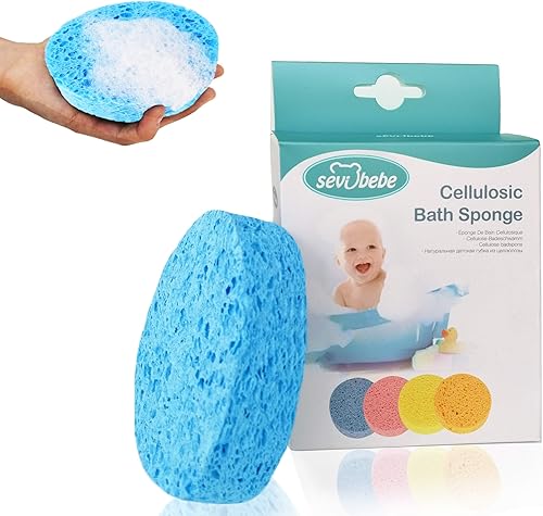 Esponja de baño de celulosa, esponja de baño de bebé 100% natural, biodegradable, hipoalergénica, suave y absorbente para la piel del bebé,