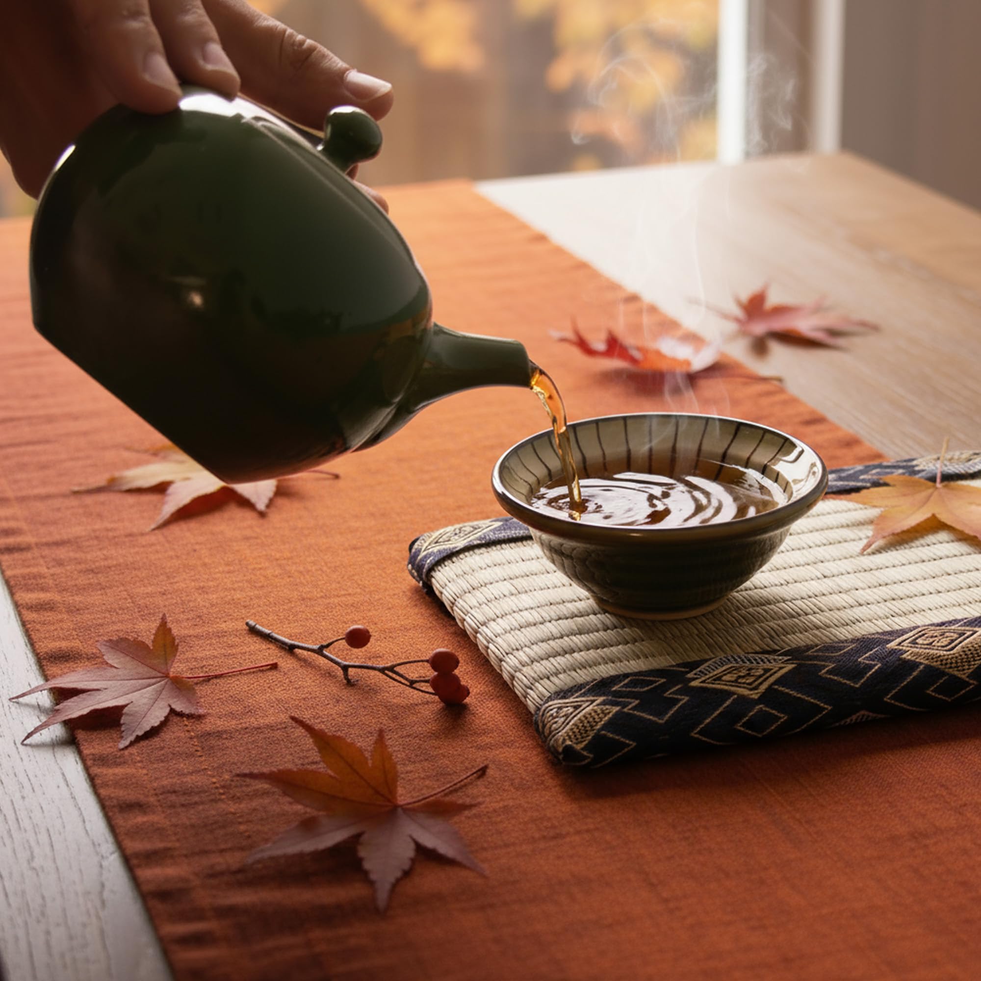 Asayu Japan Tetera Tradicional Kyusu - Midoriyu - Tamaño Mediano 360 ml, Esmaltada en Verde - Hecha en Japón (Tokoname-Yaki) - Ideal para Té Verde y Ceremonias del Té