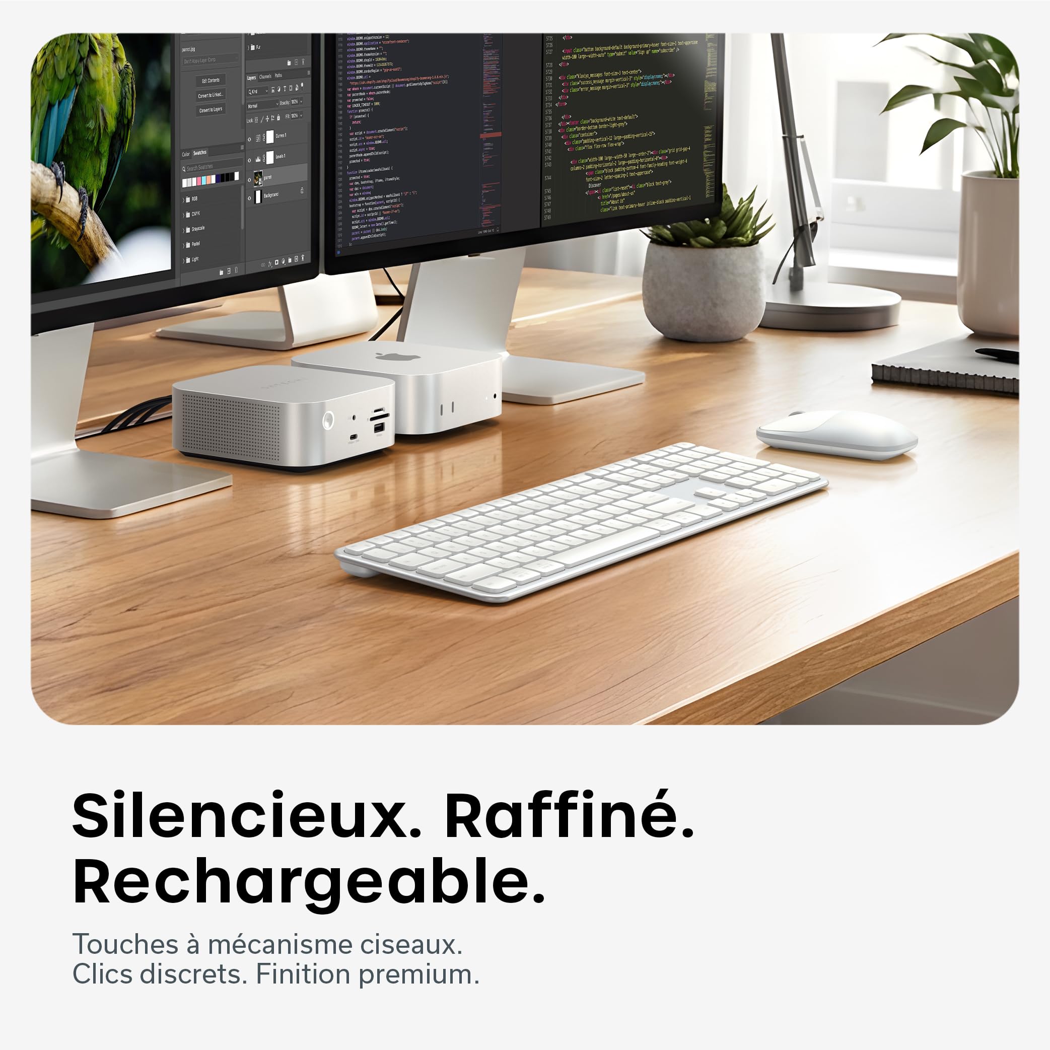 Satechi Combo Clavier et Souris sans Fil Slim CEX3, QWERTY US, Argent