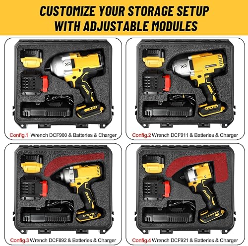 Miniatura 3 de Funda para llave de impacto y dinamométrico Dewalt - Caja de herramientas dura impermeable para juego Dewalt, bolsa de kit combinado de herramientas