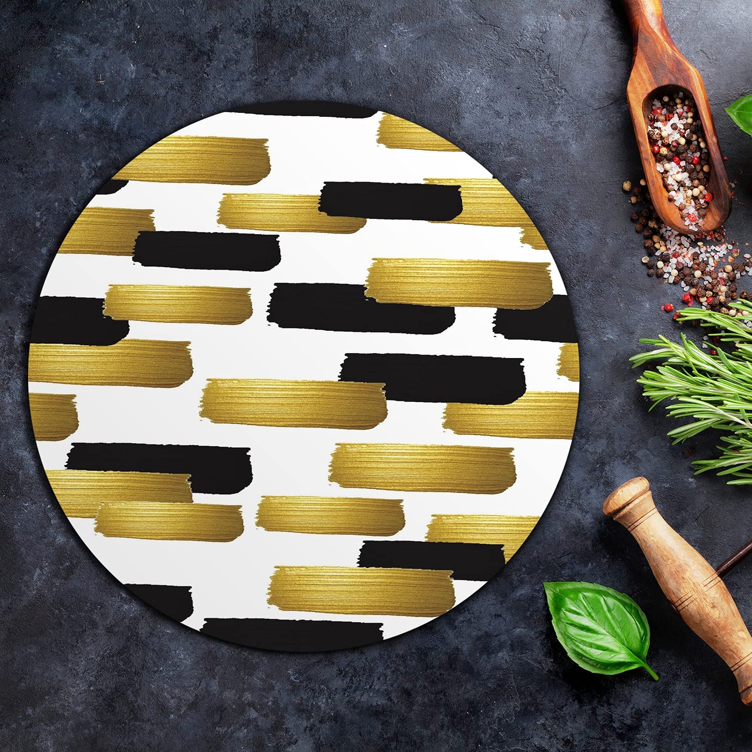 Coloray Glas Schneidebrett 40cm Herdabdeckplatte Servieren von Speisen Spritzschutz Glasabdeckplatte Gehärtetes Glas Induktionsherdabdeckung - Goldschwellenflecken op.