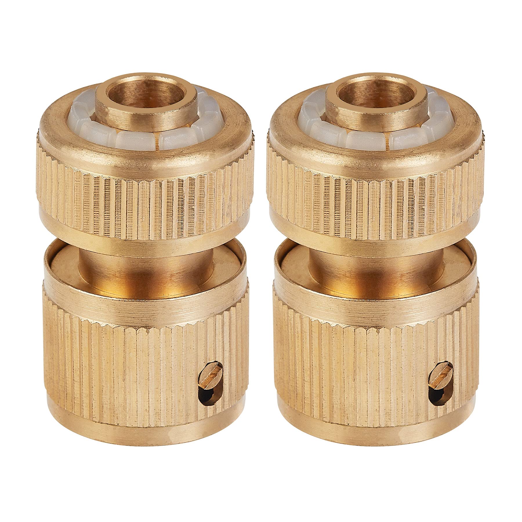 Tech Traders 2 Pack Brass Hose Connector, Hose End Quick Connect Fitting 1/2" Hose Pipe Quick Connector for Home Watering,Gardening,Car Washing