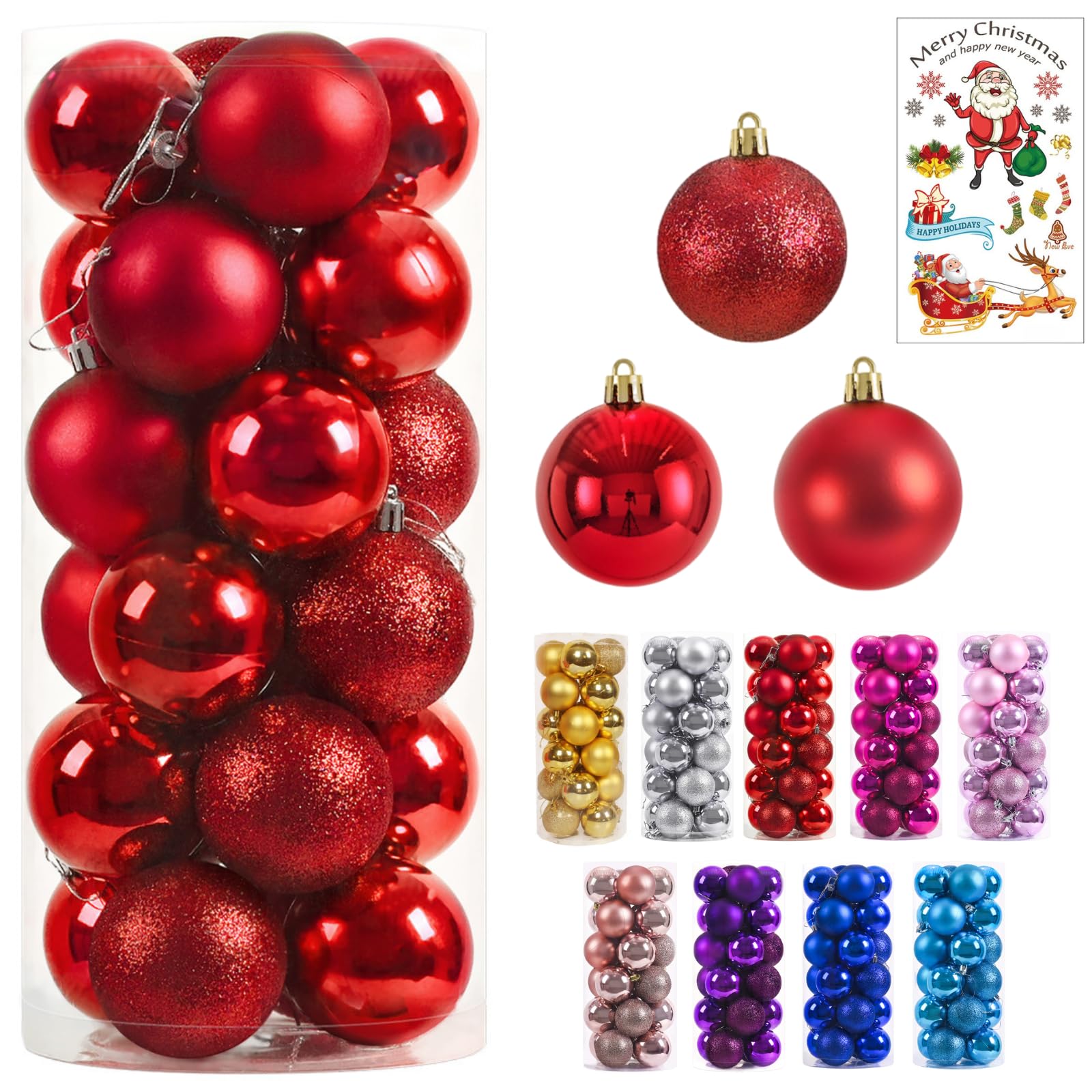 クリスマス オーナメント 飾り ツリー ボール 24個 全9色 タトゥー