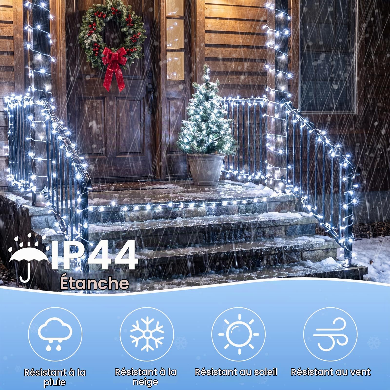 GlobaLink Guirlande Lumineuse de Noël 30M 600 LED-Blanc froid