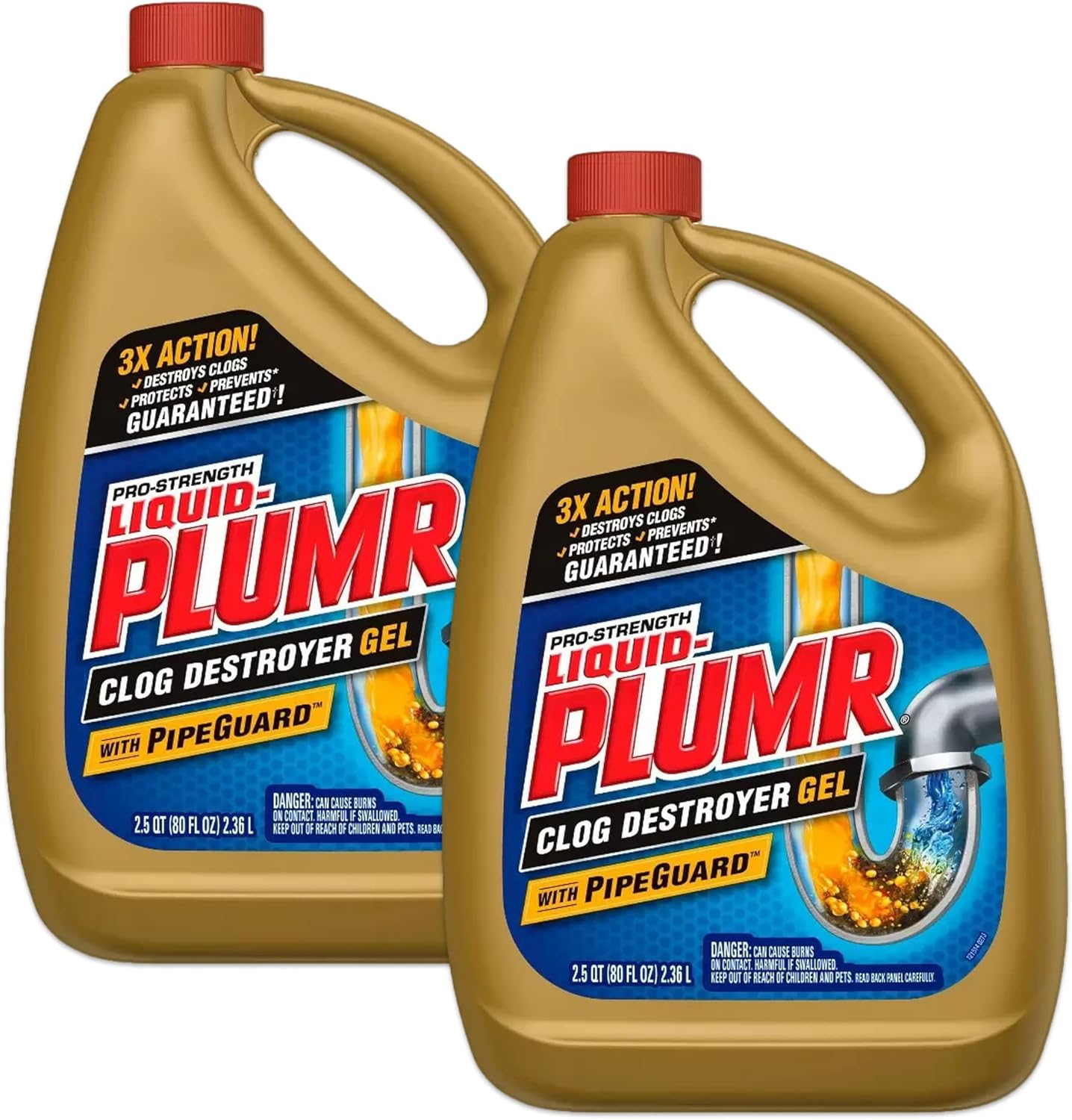 LiquidPlumr ProStrength Full Clog Destroyer Plus PipeGuard, (Gold