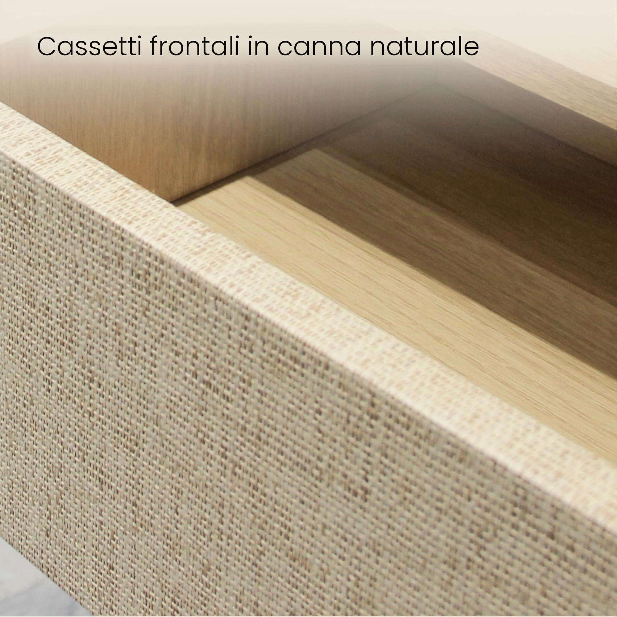 Consolle con 2 Cassetti in Rattan, 114 cm Tavolo Divano Moderno con Ripiano, Struttura in Legno Ingenierizzato per Ingresso, Soggiorno e Corridoio