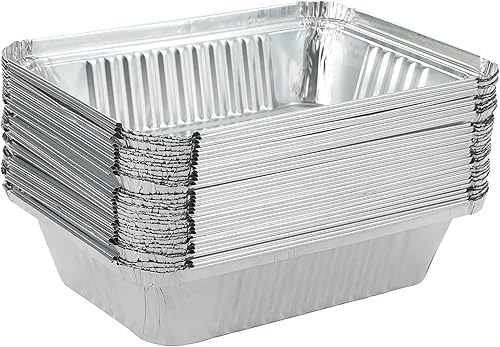 Miniatura 6 de Paquete de 25 sartenes desechables de papel de aluminio con tapas, latas de pan resistentes de 2.25 libras, capacidad de 8.5 x 6.3 pulgadas, papel