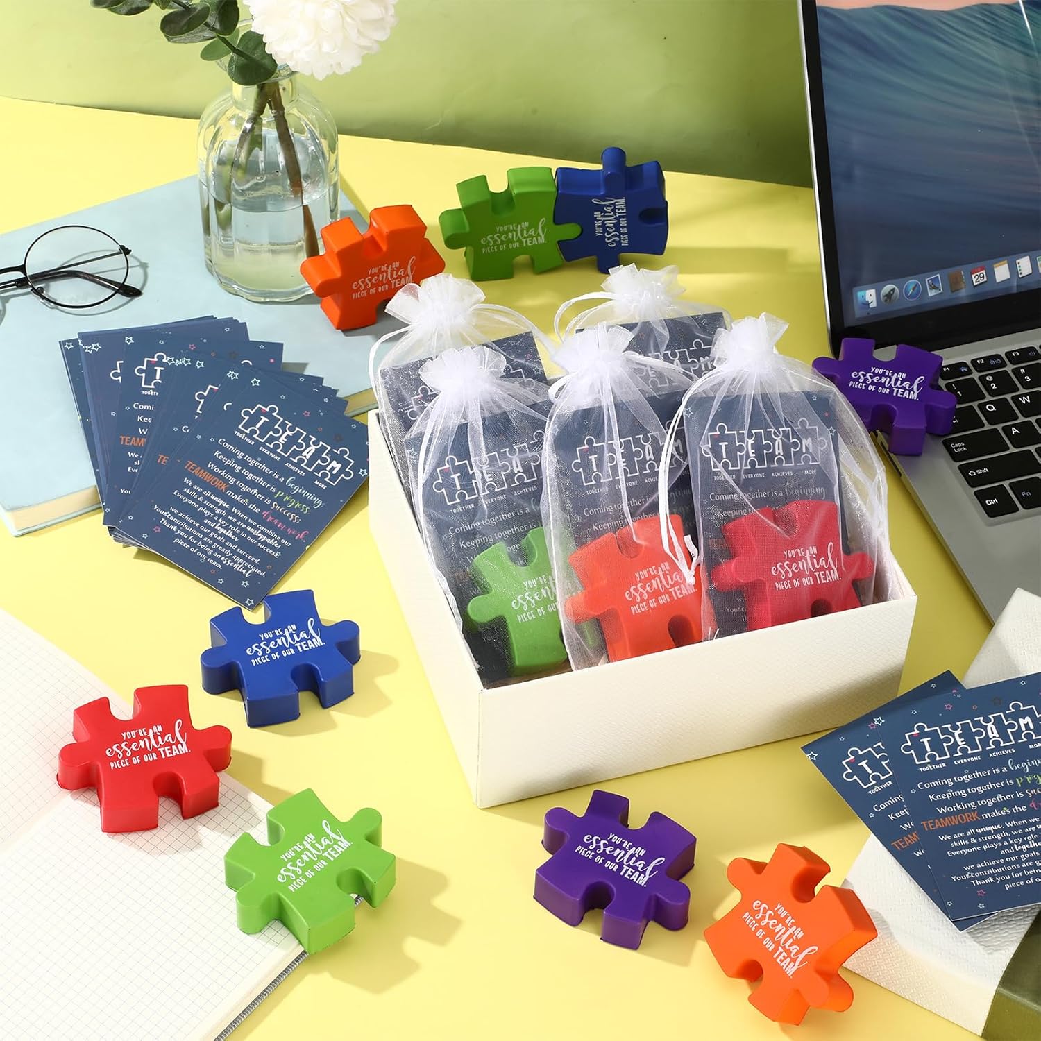 Employee Appreciation Gifts Bulk Inspirational Foam Stress Relief Squeeze Ball with Thank You Card and Organza Bag Team Office Gifts for Coworkers Staffs Valentine Holiday Favors(25 Set) - Image 5