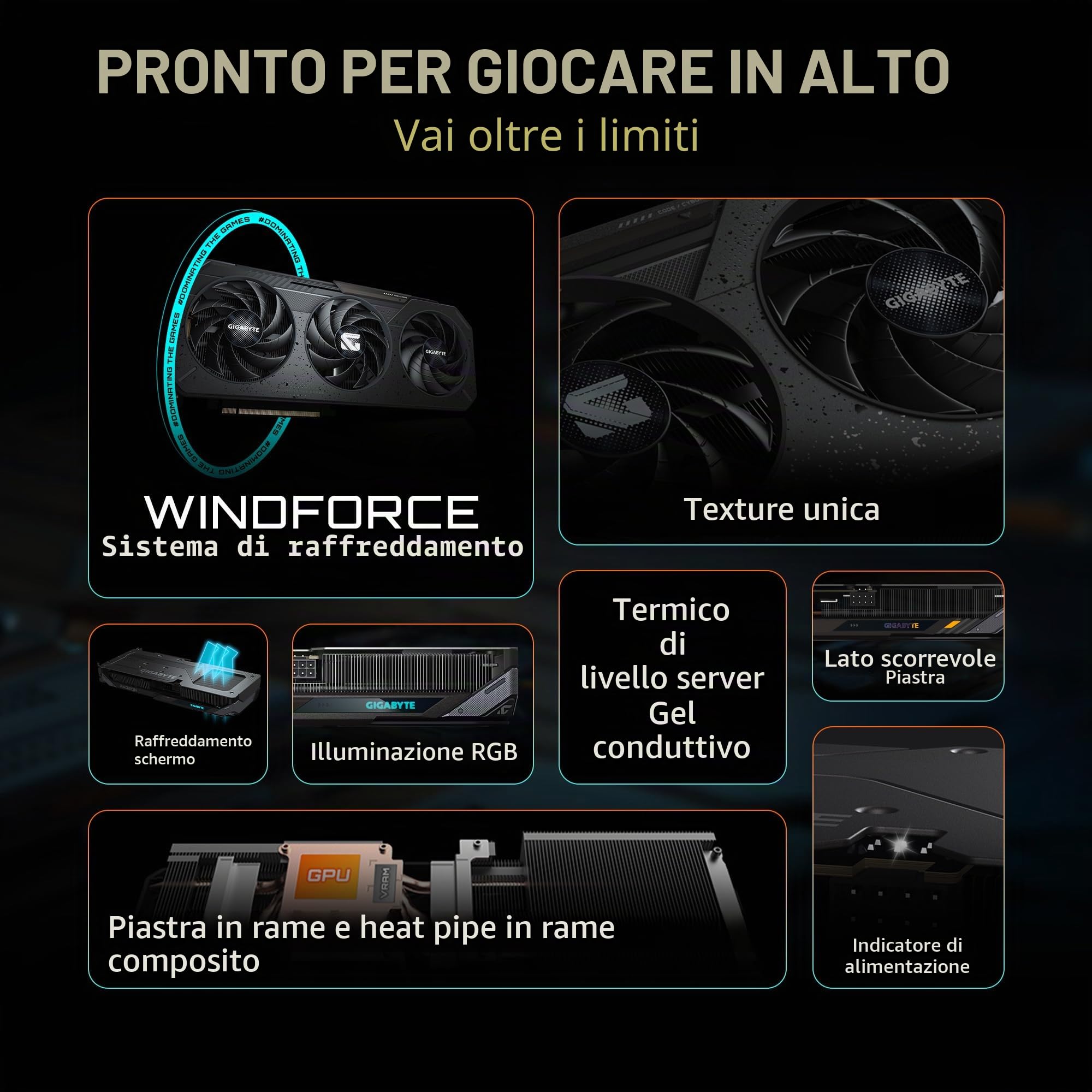 GIGABYTE Scheda grafica Radeon RX 9060 XT Gaming OC 16G, PCIe 5.0, 16GB GDDR6, GV-R9060XTGAMING OC-16GD Scheda Video