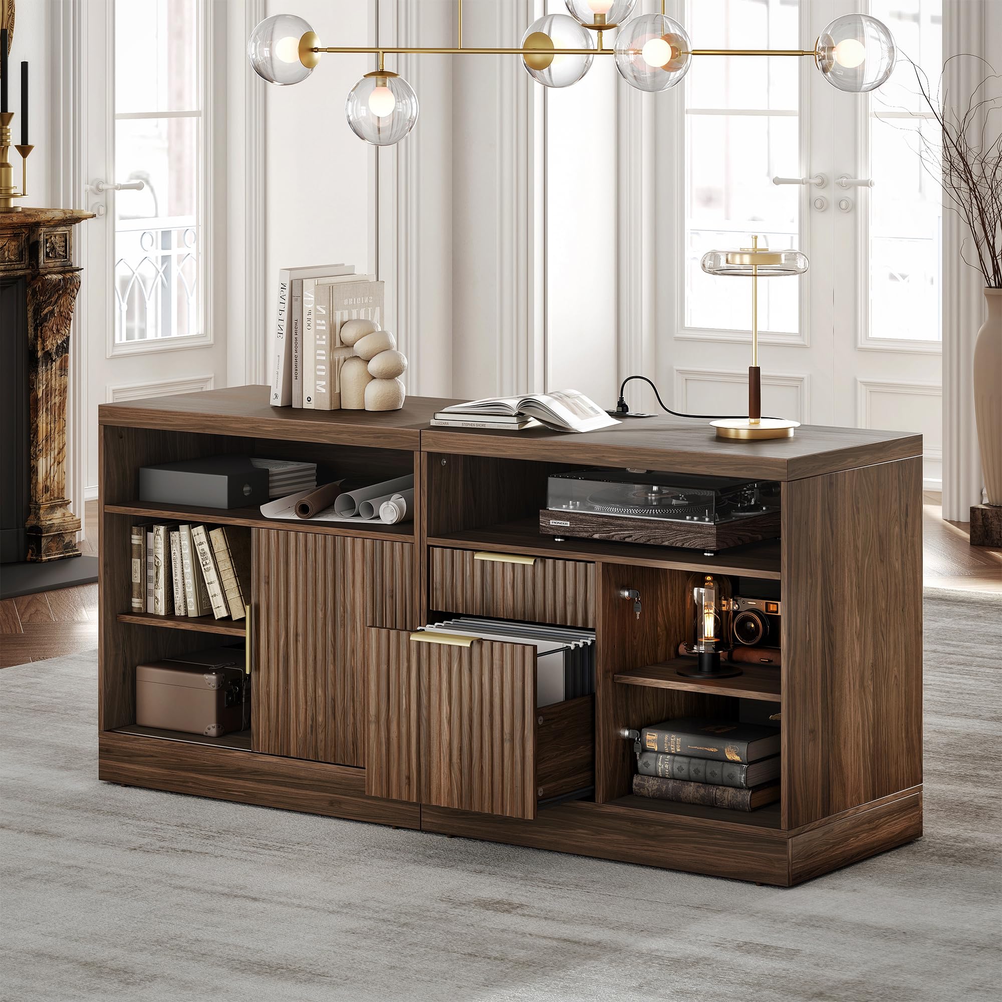 Amazon.com: Perledesign 2 Drawer File Cabinet with Lock, 63'' Wood