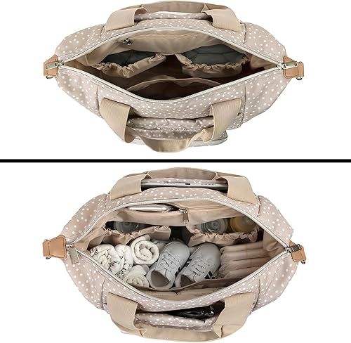 Miniatura 6 de Jessica Simpson Quilted Baby Essentials - Bolsa de pañales multifunción con múltiples bolsillos y bolsillo frontal magnético, bolsillos para