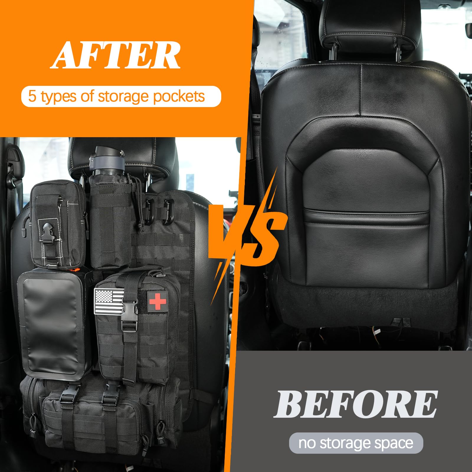 Z8 Taktischer Rücksitz-Organizer Für Auto – Mit 5 MOLLE-Taschen, Wasserdicht | Universell Für SUV, Pickup, Jeep & Mehr