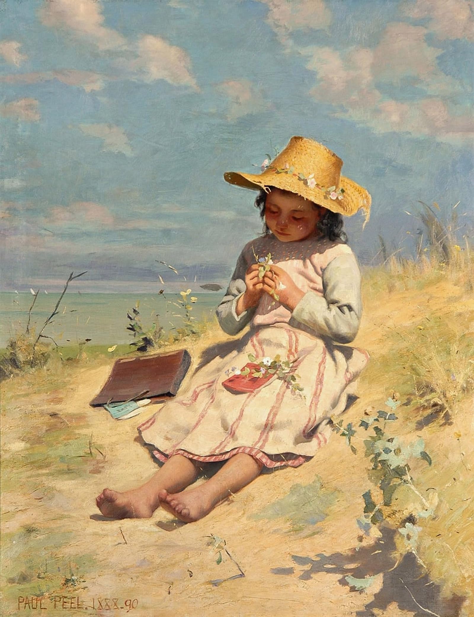 SERENDIPITP Retro Picture Poster Wall Art Pictures Painting the Young Botanist by Paul Peel Wall Art Canvas Print for Wall Decor 60x90cm