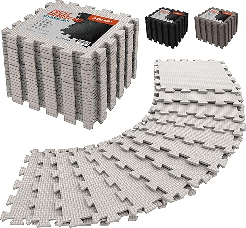 AIRHOP Tapete de gimnasio de 12 x 12 pulgadas de grosor, 18 azulejos de espuma EVA de alta densidad, azulejos de espuma entrelazados para el hogar,