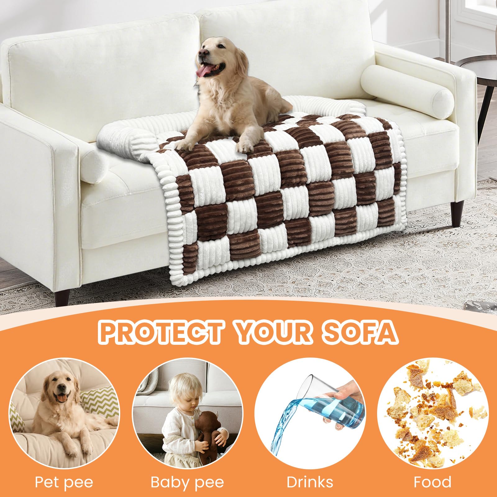 Dog Sofa Bed Cover & Cat Sofa Protector, Waterproof Orthopedic Pet Bed Mat with Non-Skid Plush - Image 3