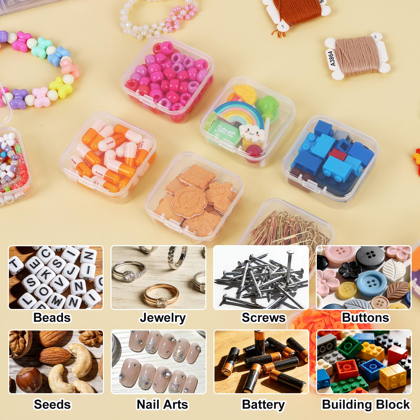 SGHUO Scatola organizer per perline, 84 pezzi, contenitori impilabili a 4 ripiani, per lavori artistici, nastri washi, giocattoli per bambini, gioielli, prodotti di bellezza e cucito