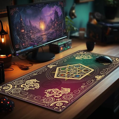 Miniatura 6 de Alfombra de juego con zonas para juegos de cartas MTG, alfombrillas de juego mágicas de mesa de 24 x 14 pulgadas, mesa de juego Commander Deck para