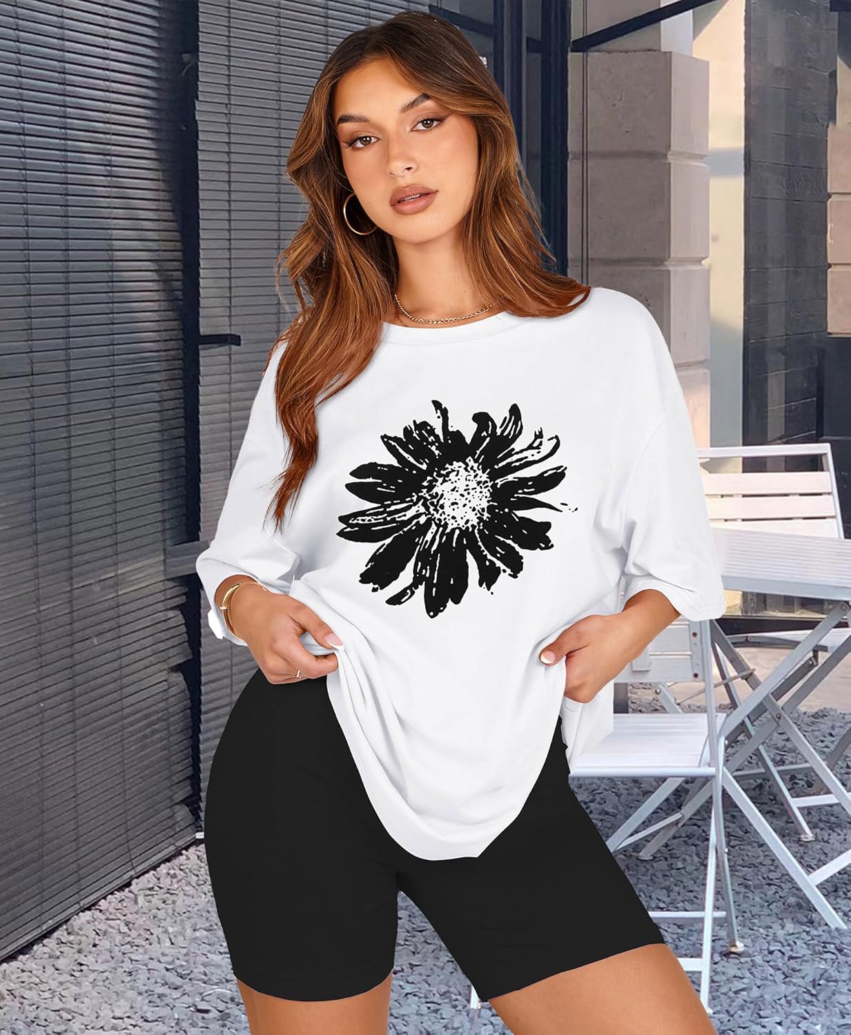 Womens Oversized Tshirt Graphic Tees Crew Neck Summer Short Sleeve Loose Fit Tops - Image 5