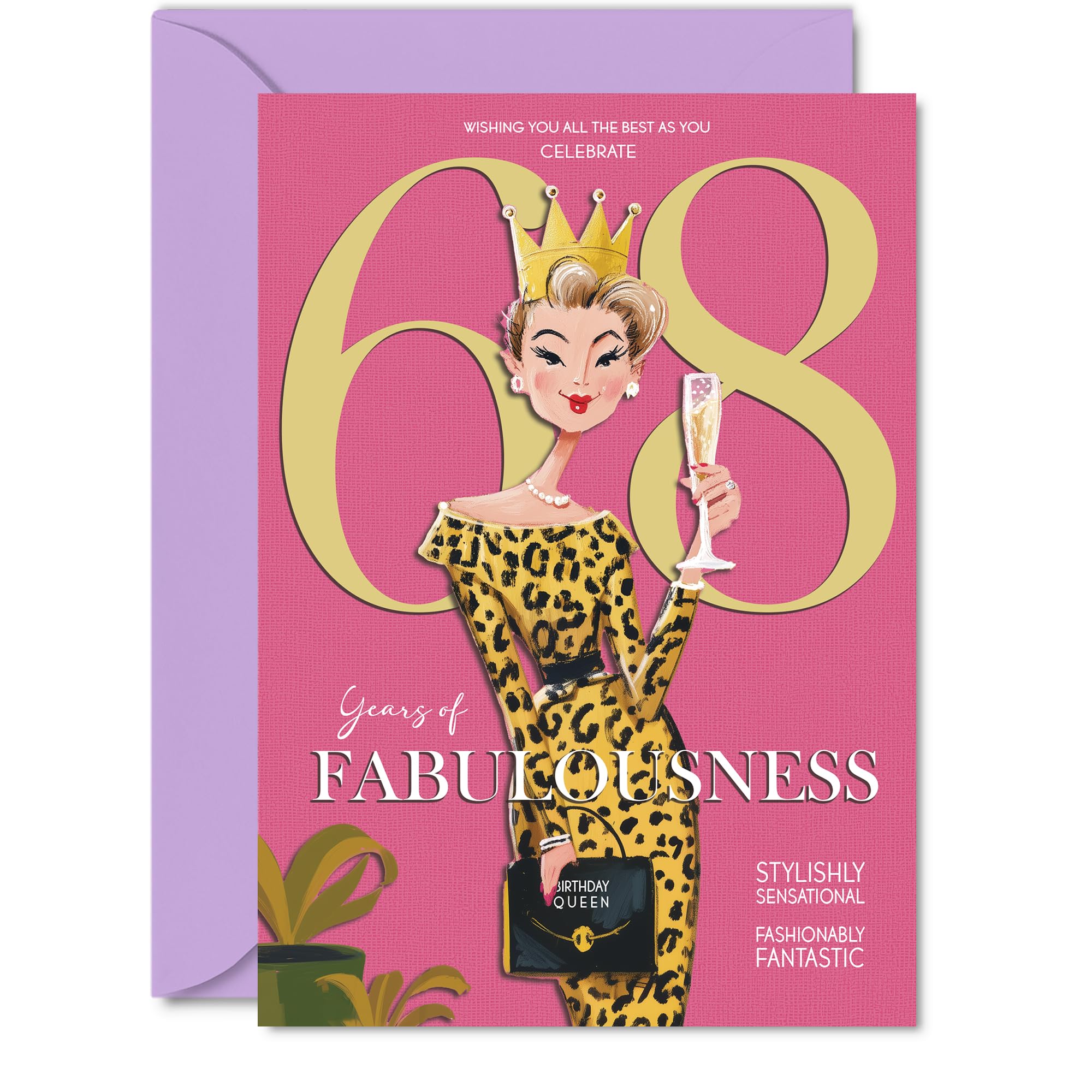 68th Birthday Cards for Women - Years Of Fabulousness - Happy Birthday Card for 68 Year Old Woman Neighbour Sister Nan Cousin, 5x7 Inch Bday Greeting Cards