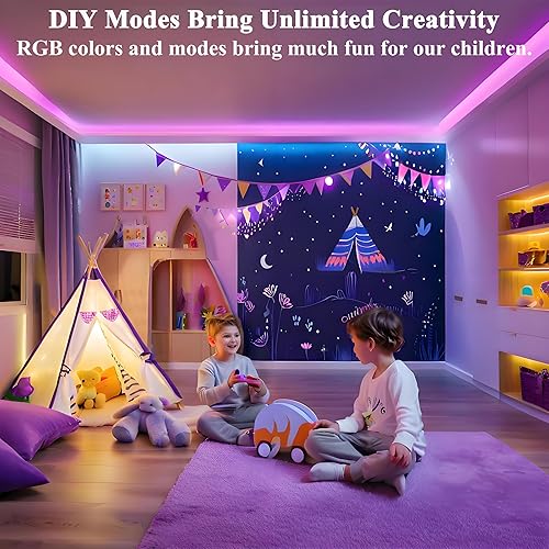 Miniatura 3 de Cattlite Cuerda de luz de neón luz LED RGB de neón de 164 pies con control remoto y control de aplicación 20 modos de micrófono y funciones de