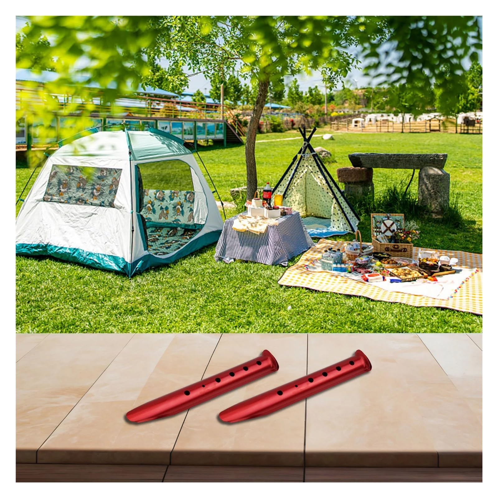 Piquets de Tente Sable en Forme U, 20 pièces, piquets Neige, Clous Alliage d'aluminium, for Plage, Camping Plein air, Accessoires pour Le Camping, Les Voyages(Orange)