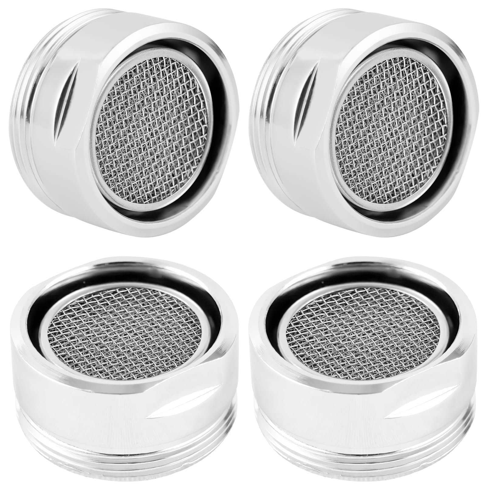 iFealClear 4 aireadores de grifo, filtro de grifo aireador de fregadero de cocina con carcasa de latón macizo, rosca macho de 15/16 pulgadas, aireador de grifo con junta para cocina y baño, cromado
