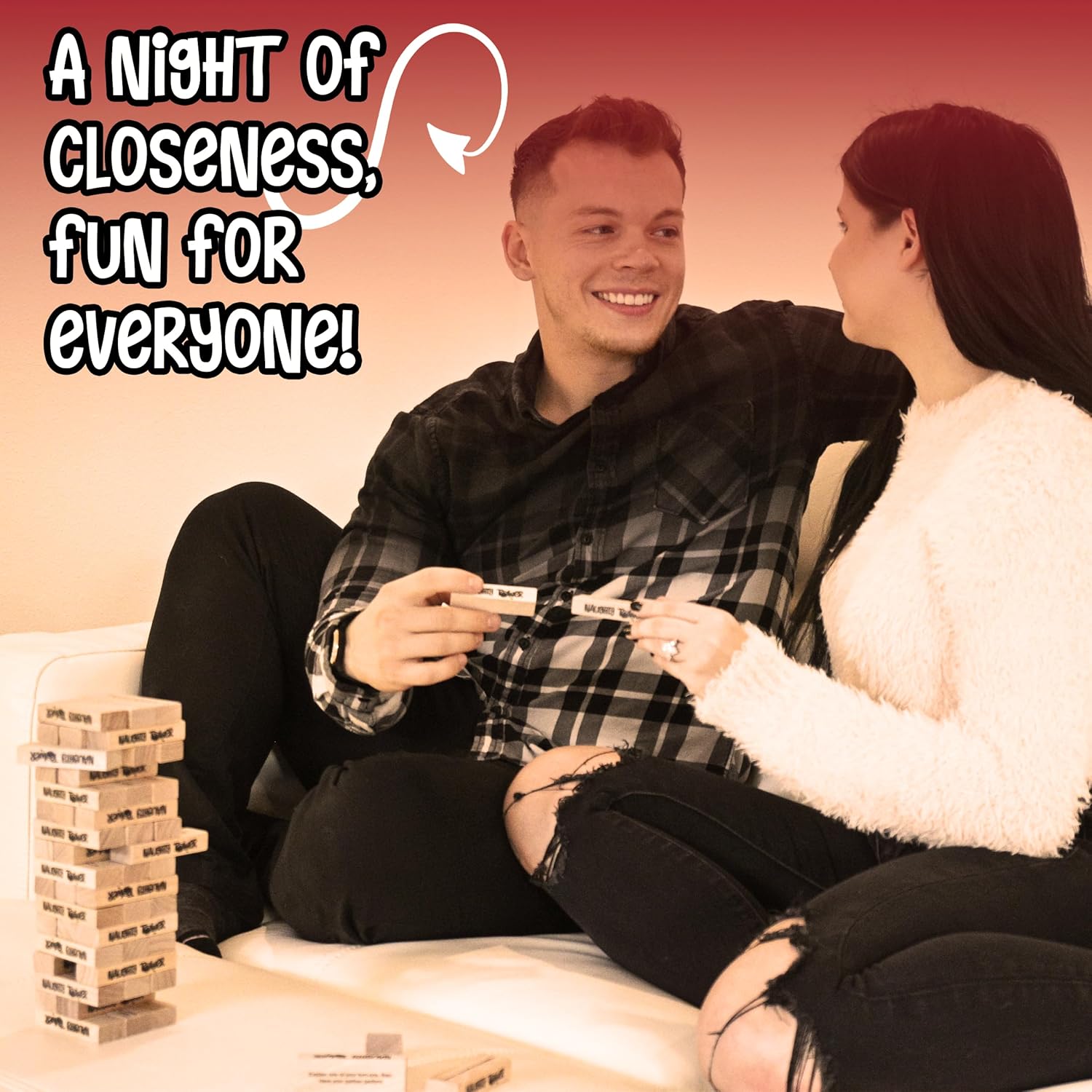 NWTY Tower Questions Game - 54 Fun Conversation Starters - Commands for Game Nights, Date Nights, & to Deepen Connections - A Spin on Fun Classic Games Like Tumbling Wooden Block Tower Games