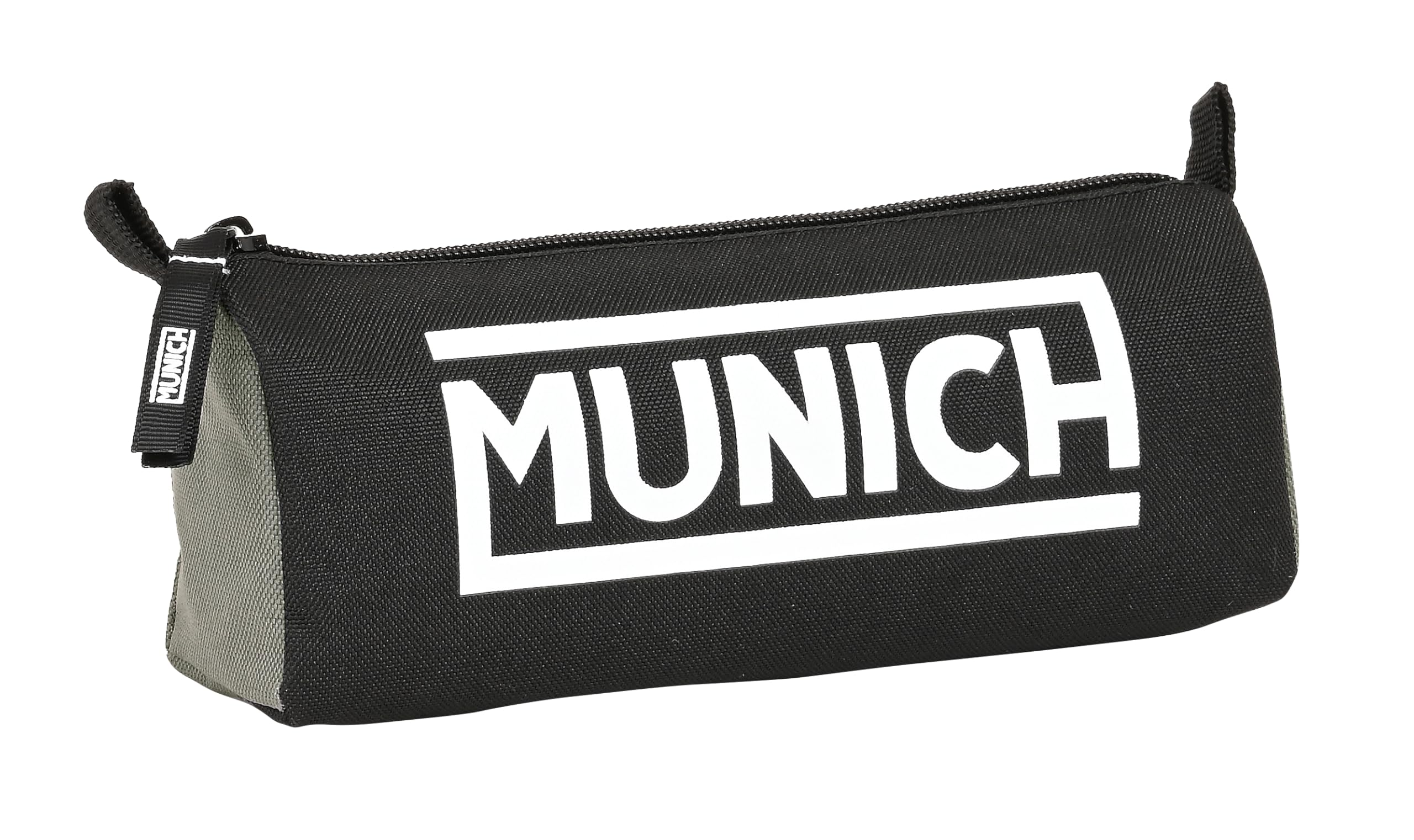 Safta MUNICH CAMP NEGRO - Portatodo con cremallera y compartimiento, Estuche Infantil, Estuche Niño, Ideal para Niños en Edad Escolar, Cómodo y Versátil, Calidad y Resistencia, 21x7x8 cm, Color