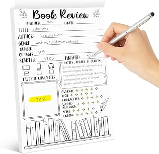 L1rabe Book Review Notepad Sticky Notes - Back to School 50 Sheets Reading Journals for Book Lovers&Readers, Bookish Bookworm Gifts Self-Stick Note Pads, Reading Log for Readers to Review&Tracker