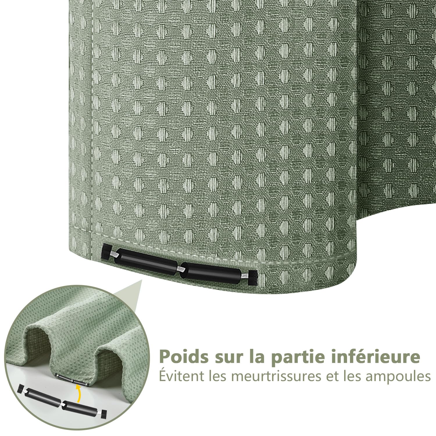 Rideau de Douche en Tissu Polyester Lavable en Machine Imperméable 183 x 183 cm avec 12 Crochets Vert