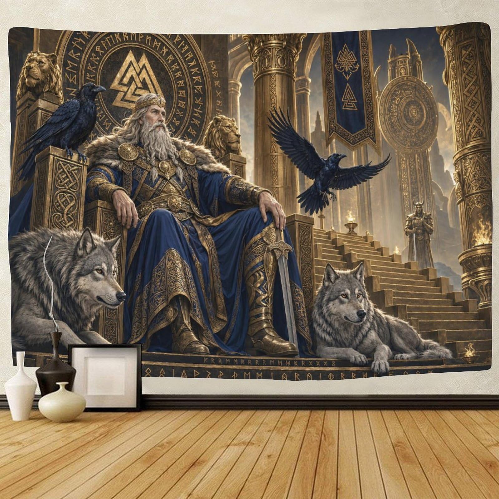 ASDFGHJKLZA Odin in Norse Mythology Wall Art Decor 3D Print Tapestry for Bedroom Tapestries Home Decoration Curtain Living Room Dorm 180cmx230cm