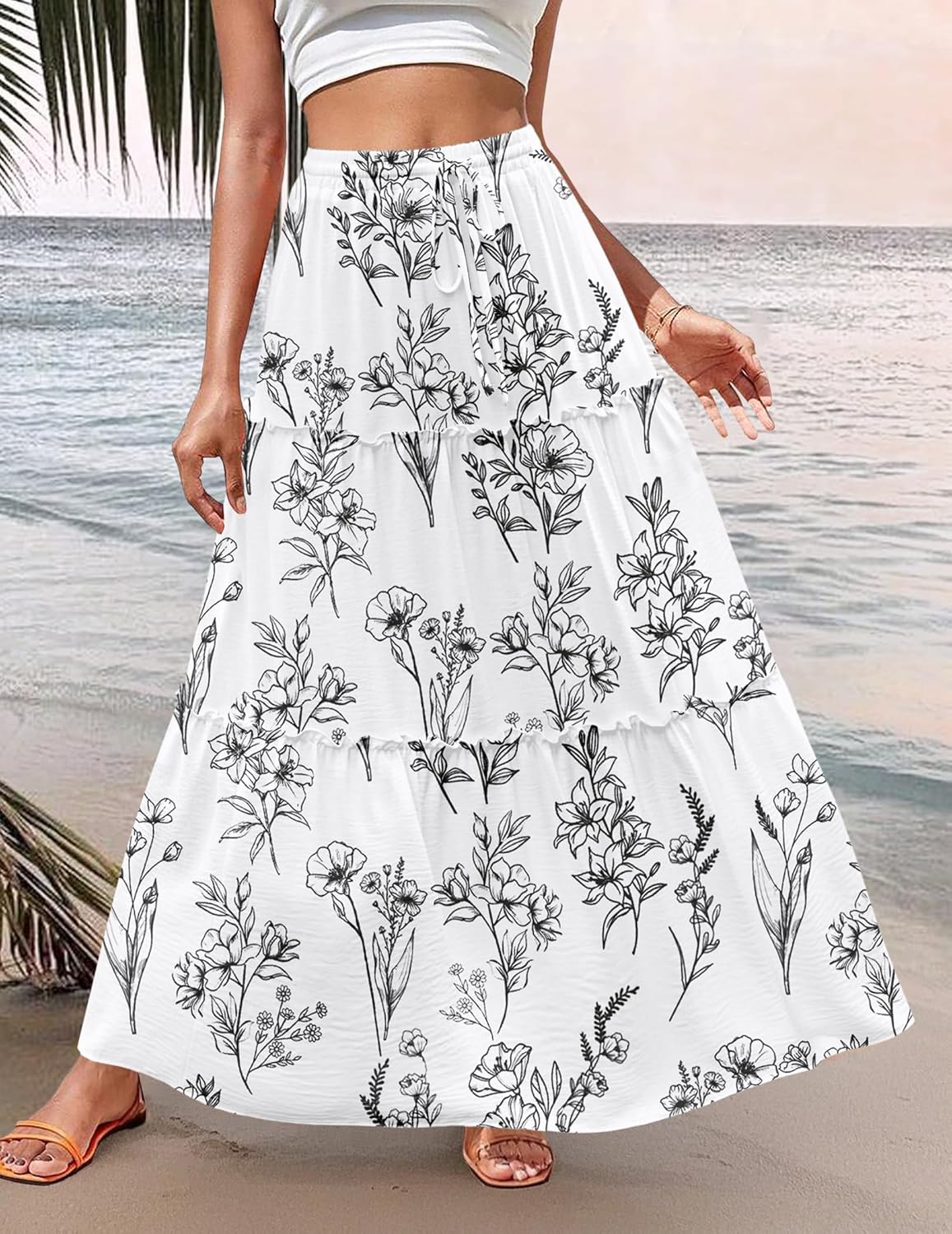 Zeagoo Womens Casual Maxi Skirts for Women 2026 High Waist Boho Skirts Floral Printed Long Flowy Skirt with Pockets - Image 2