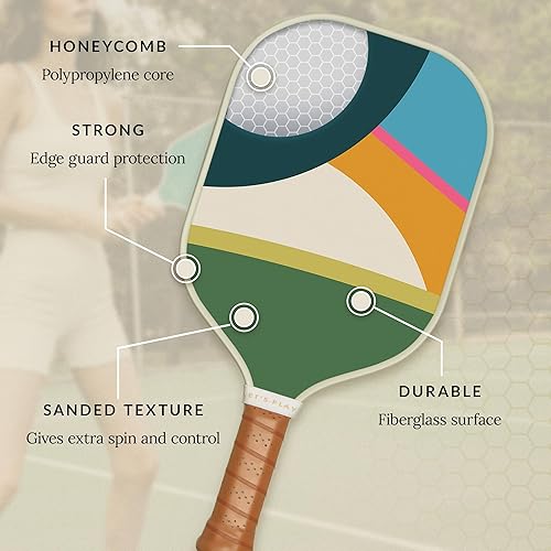 Miniatura 8 de Recess Pickleball Paletas individuales - Superficie de fibra de vidrio, núcleo de panal - Agarre cómodo de espuma a prueba de sudor - Funda de lona