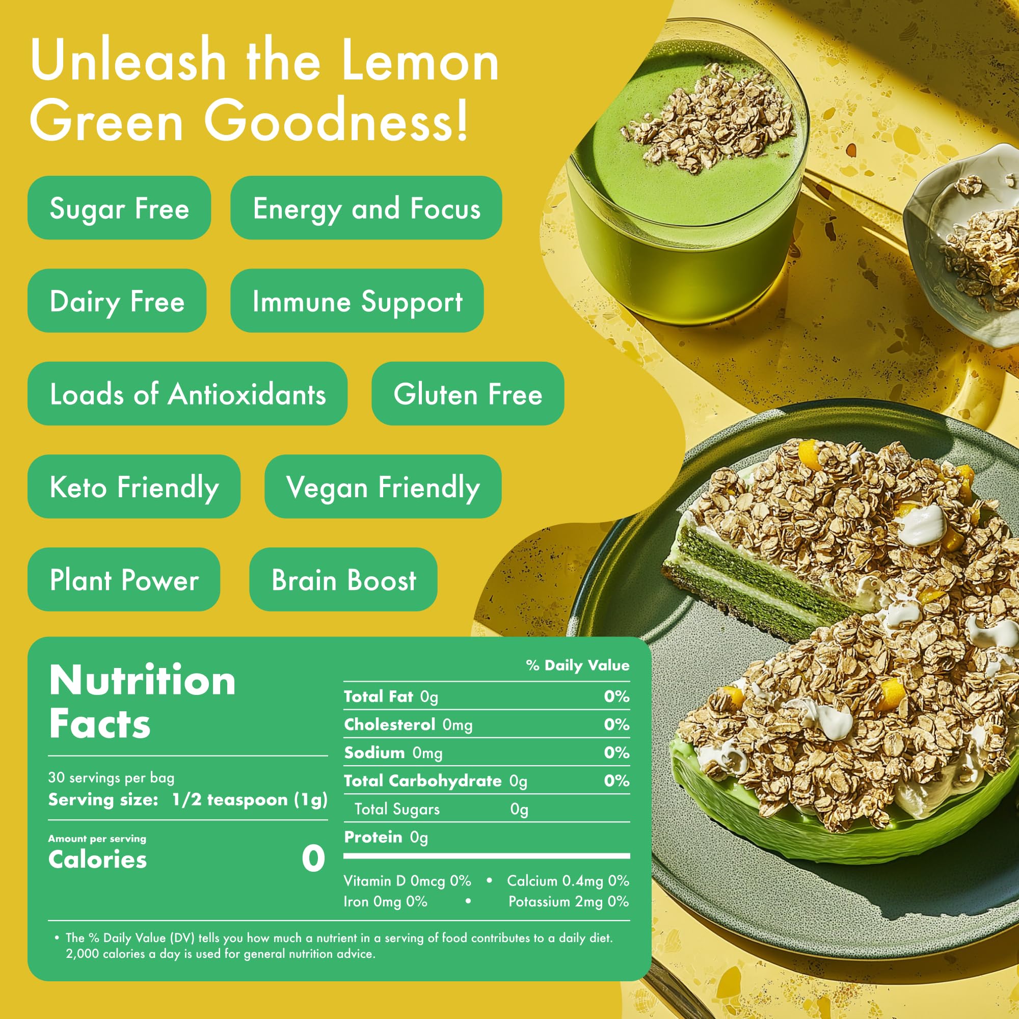 Lemon Matcha Green Tea Powder From Japan - 1 06 oz 30 g - Ceremonial Grade Sugar Free — view 9