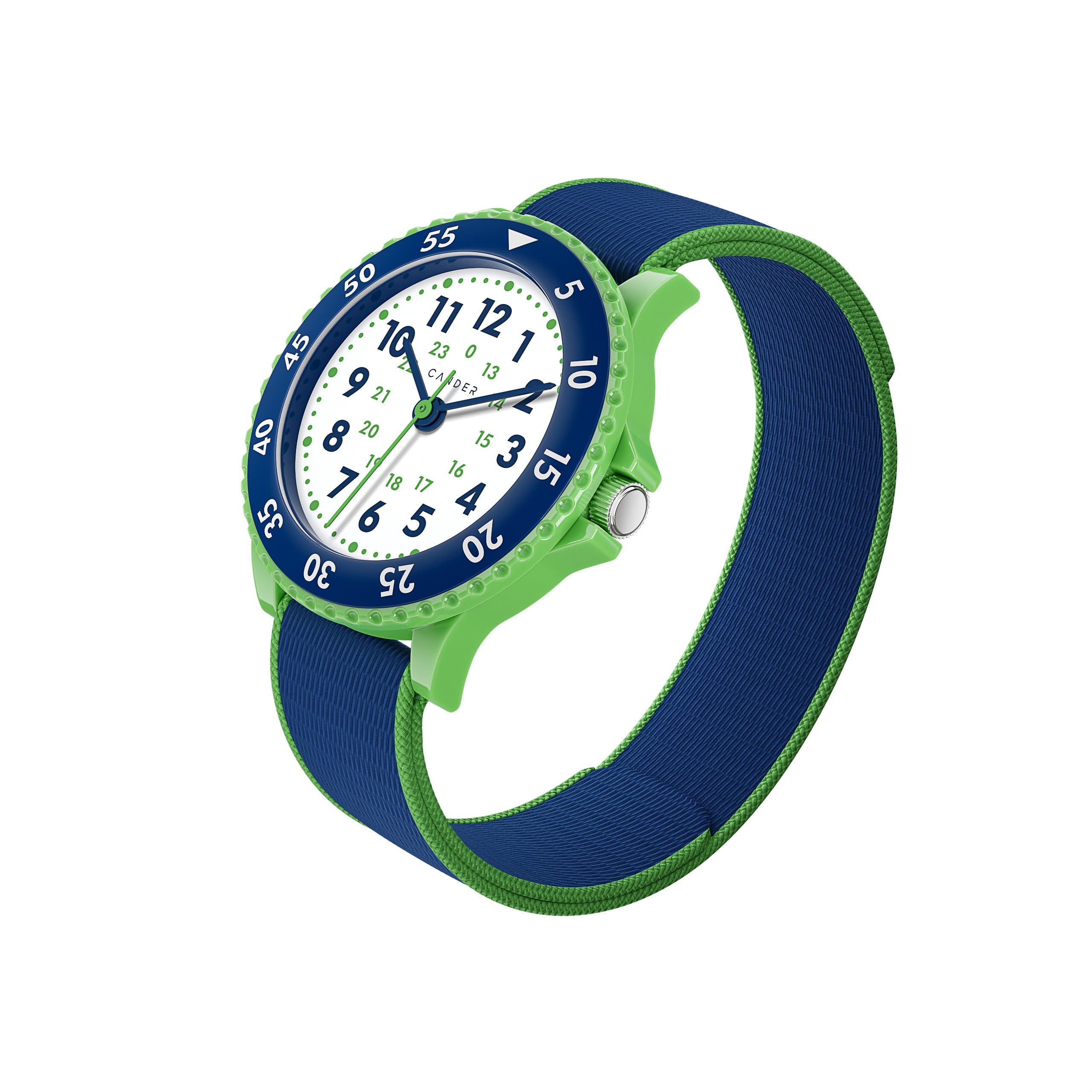 Cander Berlin MNA 0330 D Montre d'apprentissage analogique pour enfant avec fermeture Velcro Étanche 3 ATM