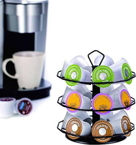 Miniatura 4 de Flagship Carrusel de 3 niveles para Keurig Pod Holder de metal instalación pequeña para K-Cup almacenamiento de cápsulas de 21 K