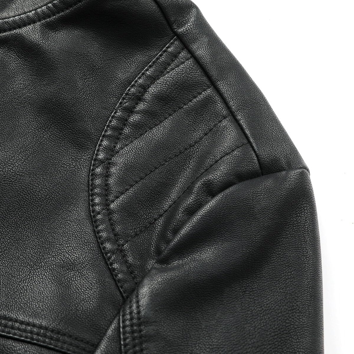 Allthemen Blouson Homme en Cuir Col Montant Bomber Moto Zippé Fermeture Eclair Casual Veste Cool Classique